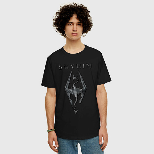 Мужская футболка оверсайз Elder Scrolls - скайрим / Черный – фото 3