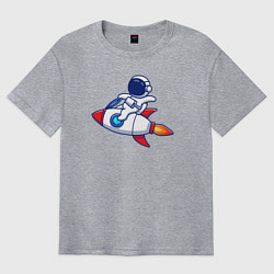 Мужская футболка оверсайз Космонавт верхом на ракете