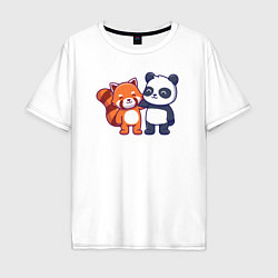 Футболка оверсайз мужская Милые панды, цвет: белый
