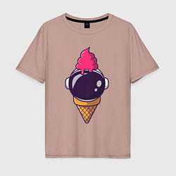 Футболка оверсайз мужская Космическое мороженое, цвет: пыльно-розовый