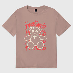 Футболка оверсайз мужская Teddy медвежонок happiness, цвет: пыльно-розовый