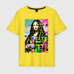 Футболка оверсайз мужская Mona Lisa - mosaic pop art, цвет: желтый