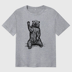 Футболка оверсайз мужская Медведь приветливый, цвет: меланж