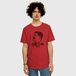 Футболка оверсайз мужская Профиль Сталина, цвет: красный — фото 2