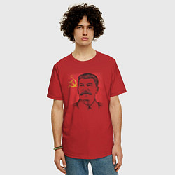 Футболка оверсайз мужская Сталин с флагом СССР, цвет: красный — фото 2