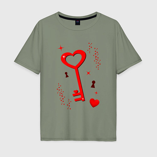 Мужская футболка оверсайз Ключ от сердца / Авокадо – фото 1