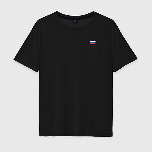 Мужская футболка оверсайз Флаг России на груди / Черный – фото 1