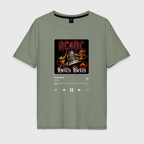 Мужская футболка оверсайз Hells bells - AC DC / Авокадо – фото 1