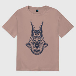 Футболка оверсайз мужская Анубис древнеегипетский бог, цвет: пыльно-розовый