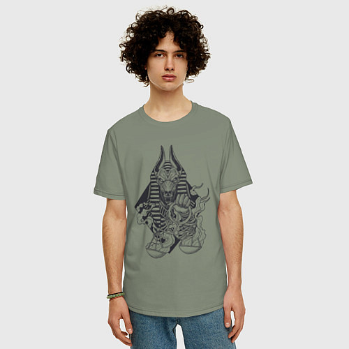 Мужская футболка оверсайз Анубис древнеегипетский бог / Авокадо – фото 3