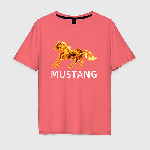 Мужская футболка оверсайз Mustang firely art / Коралловый – фото 1