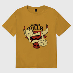 Футболка оверсайз мужская Bulls logo with hands, цвет: горчичный