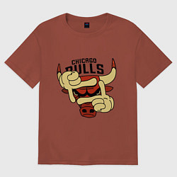 Футболка оверсайз мужская Bulls logo with hands, цвет: кирпичный