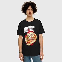 Футболка оверсайз мужская Bloody pizza, цвет: черный — фото 2