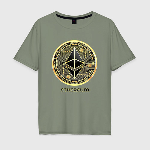 Мужская футболка оверсайз Ethereum крипта монета / Авокадо – фото 1
