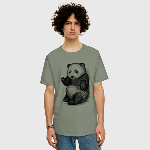 Мужская футболка оверсайз Детеныш панды / Авокадо – фото 3