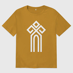 Футболка оверсайз мужская Символ славянский чур, цвет: горчичный