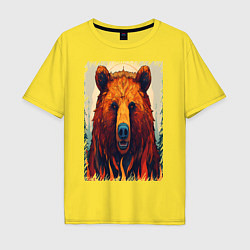 Мужская футболка оверсайз Медведь в лесу рычит