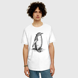 Футболка оверсайз мужская Императорский пингвиненок, цвет: белый — фото 2