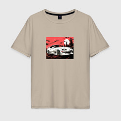 Мужская футболка оверсайз Тойота Супра на закате