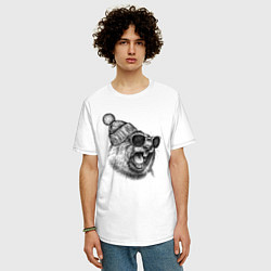 Футболка оверсайз мужская Орущий суслик-хипстер, цвет: белый — фото 2
