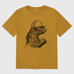 Мужская футболка оверсайз Суслик в кепке