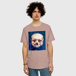 Футболка оверсайз мужская Картина черепа, цвет: пыльно-розовый — фото 2