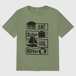 Мужская футболка оверсайз Есть спать яхтинг