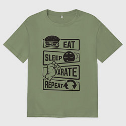 Футболка оверсайз мужская Есть спать карате, цвет: авокадо
