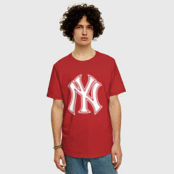 Футболка оверсайз мужская New York yankees - baseball logo, цвет: красный — фото 2