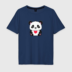 Мужская футболка оверсайз Малыш панды с сердечком