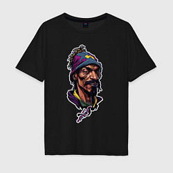 Футболка оверсайз мужская Snoop dogg head, цвет: черный