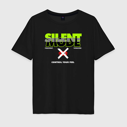Мужская футболка оверсайз Silent mode / Черный – фото 1
