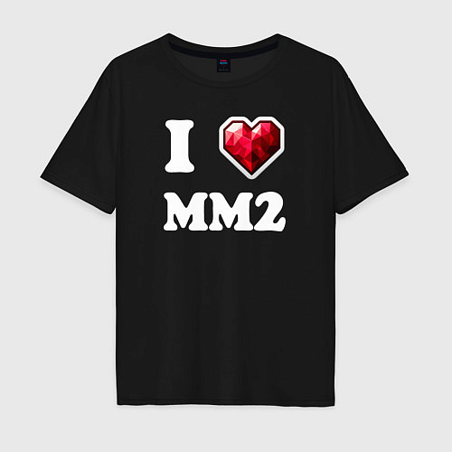 Мужская футболка оверсайз Я люблю мм2 Роблокс - I heart mm2 Roblox / Черный – фото 1