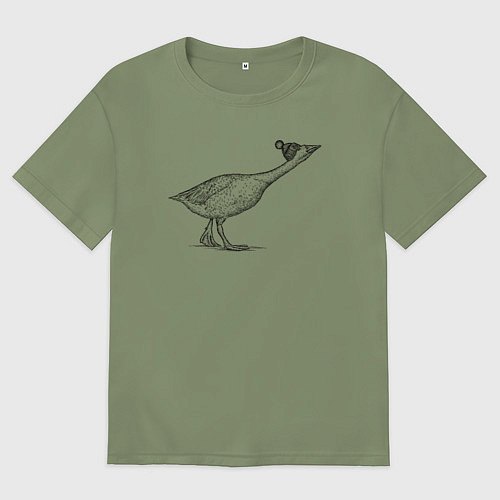 Мужская футболка оверсайз Гусь в шапке атакует / Авокадо – фото 1