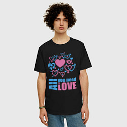 Футболка оверсайз мужская All you net is love, цвет: черный — фото 2