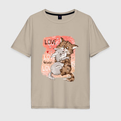 Мужская футболка оверсайз Влюбленные мультяшные коты