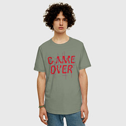 Футболка оверсайз мужская Надпись - Game over, цвет: авокадо — фото 2