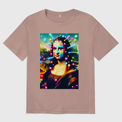 Футболка оверсайз мужская Мона Лиза м неоновые кубики - стилизация, цвет: пыльно-розовый