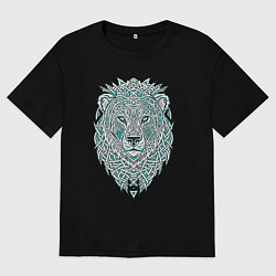 Мужская футболка оверсайз Голова льва в скандинавском кельтском стиле