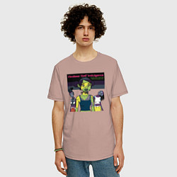 Футболка оверсайз мужская Mindless Self Indulgence rock group, цвет: пыльно-розовый — фото 2