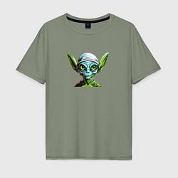 Мужская футболка оверсайз Зеленый инопланетянин