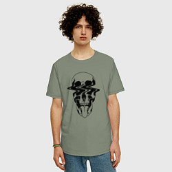 Футболка оверсайз мужская Глитч череп, цвет: авокадо — фото 2