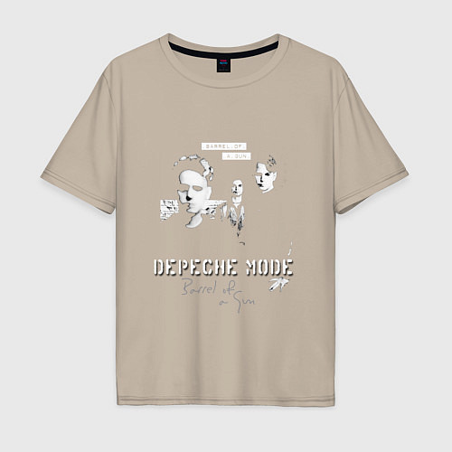 Мужская футболка оверсайз Depeche Mode - Band barrel of a gun / Миндальный – фото 1