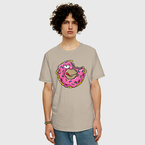 Мужская футболка оверсайз Homer donut / Миндальный – фото 3