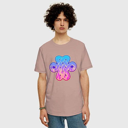 Мужская футболка оверсайз Кельтский узор / Пыльно-розовый – фото 3