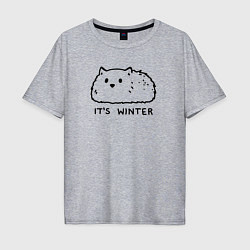 Мужская футболка оверсайз Cat its winter