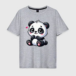 Футболка оверсайз мужская Забавная маленькая панда, цвет: меланж