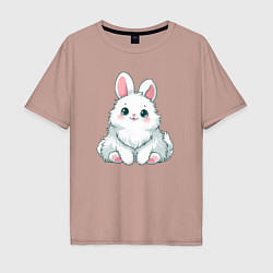 Футболка оверсайз мужская Пушистый аниме кролик, цвет: пыльно-розовый