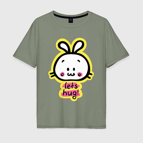 Мужская футболка оверсайз Зайчик давай обниматься / Авокадо – фото 1